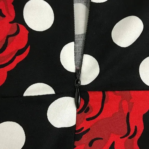 Vestido Vintage Pin Up Negro Flores Rojas Años 50  Va 419