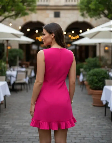 Vestido Corto Mujer Elegante Fiesta Delpilar Hq 01 Fucsia M