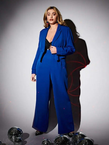 Conjunto 2 Piezas Pantalón Blazer Entero Talla Grande Vg 209 Azul Xl