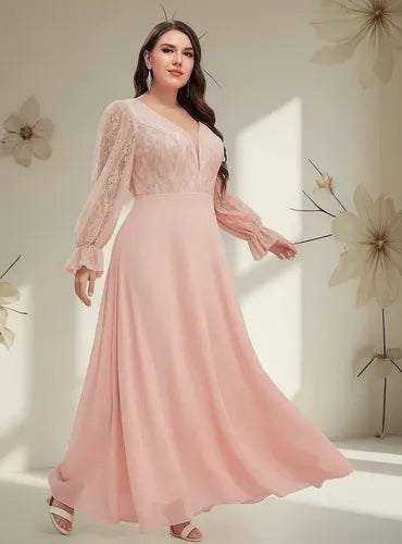 Vestido Fiesta Largo Matrimonio Talla Grande Ep 431