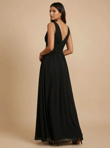 Vestido de gasa largo hombros descubiertos