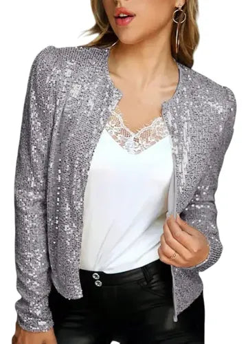 Bolero Blazer Tapado Fiesta Lentejuelas Abierto Bb 01