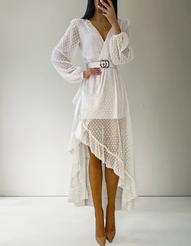 Vestido Fiesta Graduación Transparencia Sin Cinturón Va 464