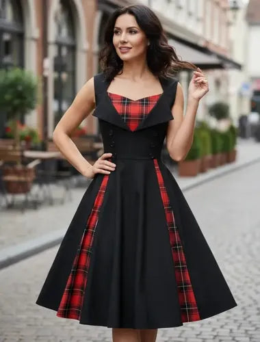 Vestido Vintage Pin Up, Burdeo Años 50 Tallas Grandes Va 207