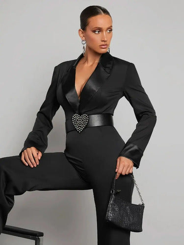 Entero Jumpsuit Cuello Con Solapa, Con Cinturón El 112