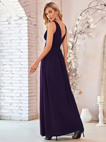 Vestido Fiesta Gasa Escote V Graduación Matrimonio Ep 07
