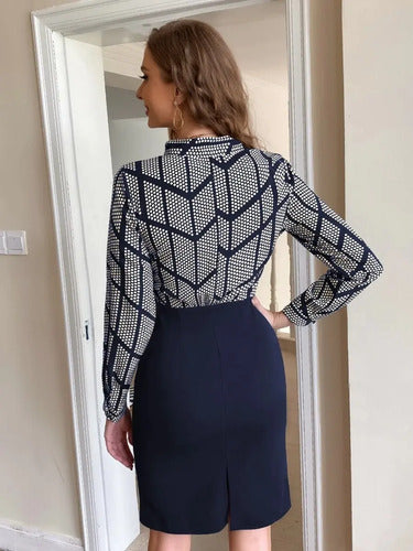 Vestido Ajustado Lunares Coctel Oficina Va 530