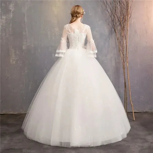 Vestido De Novia Marfil Ivory Princesa Manga Nf 09