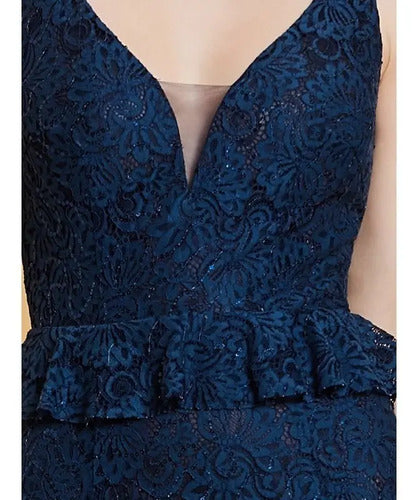 Vestido De Fiesta Largo Peplum Encaje Ep 231