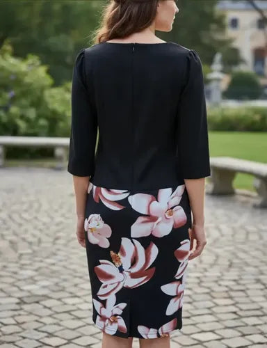 Vestido Negro Mangas 3/4 Modelo Va 223