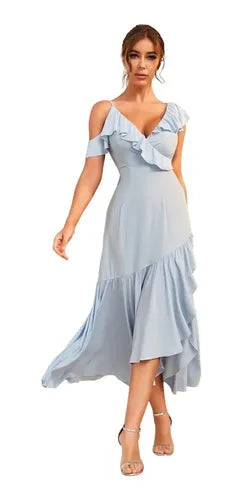 Vestido Largo Halter Delpilar  Mujer Fiesta Va 503