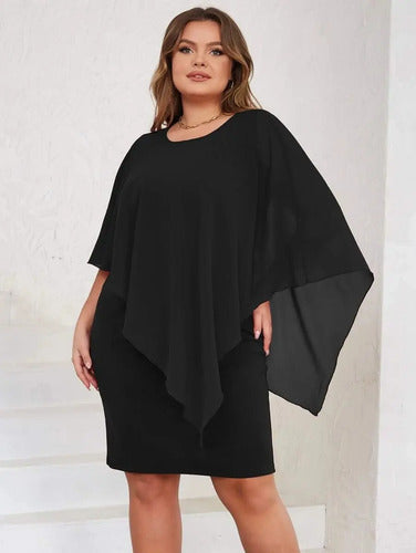 Vestido Fiesta Talla Grande Manga Capa Vg 132