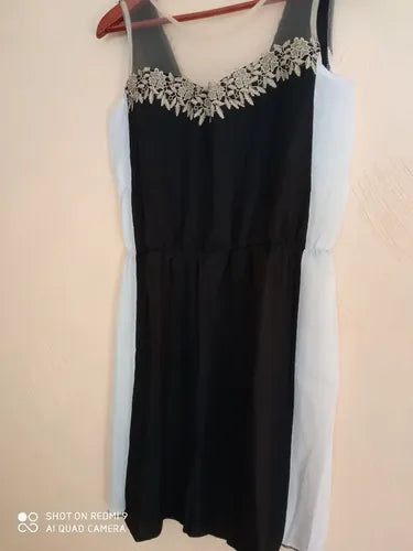 Vestido Negro Transparencia En Espalda  Va 48 Negro M