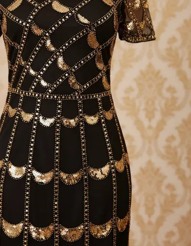 Vestido De Baile Retro Gatsby, Años 20 Charleston  Va 637 Negro-dorado M
