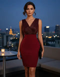 Vestido Fiesta Brillo Escote Cruzado Ajustado Va 520