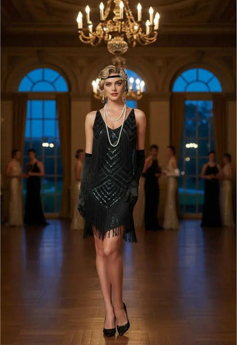 Vestido De Baile Retro Gatsby, Años 20 Charleston  Va 635 Negro M