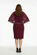 Vestido midi burdeo talla grande corte tubo