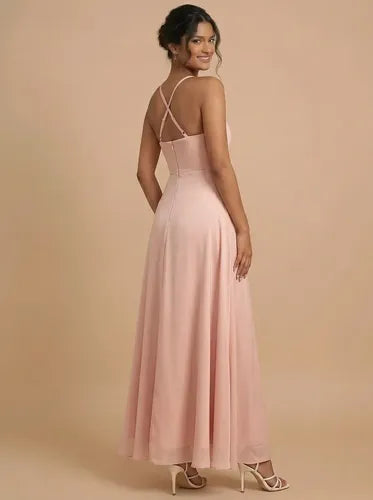 Vestido largo con escote V para dama de honor