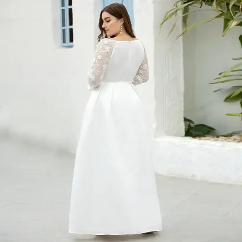 Vestido Novia Largo Blanco Talla Grande Ne 19