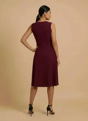 Vestido corto rojo y burdeo pin-up evasé