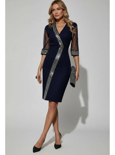 Vestido Fiesta Negro Lentejuelas Va 362