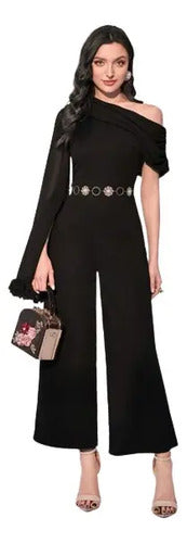 Entero Jumpsuit Mono Negro Fiesta Un Hombro El 82 Negro S