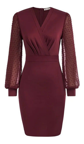 Vestido Ajustado Bodycon Fiesta Cóctel Mangas Va 462