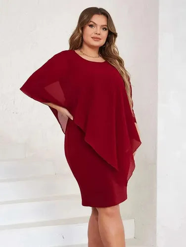 Vestido Fiesta Talla Grande Manga Capa Vg 132