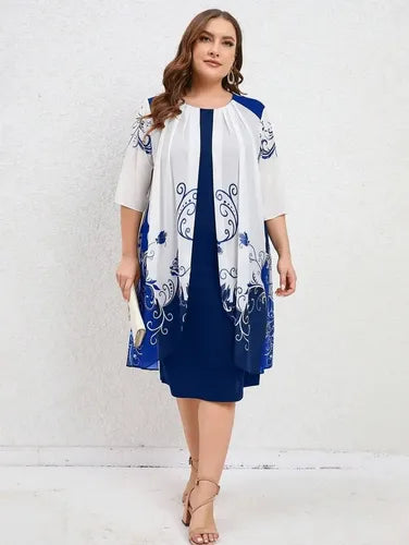 Vestido Fiesta Talla Grande Estampado Floral Vg 131