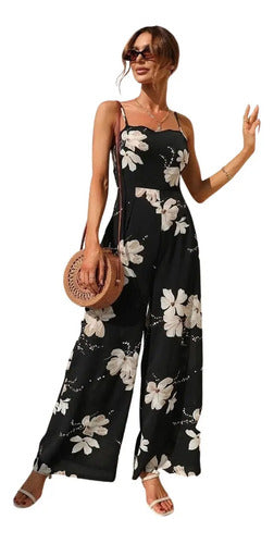 Entero Jumpsuit Enterito Mono Estampado Pierna Ancha El 77 Azul M