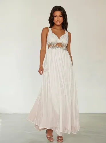 Vestido Blanco Novia Civil Largo Transparencia Nc 08