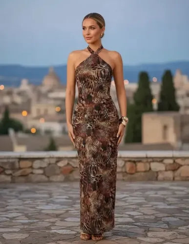 Vestido Cóctel Ajustado Fiesta Para Mujer Delpilar Va 539 Animal Print M