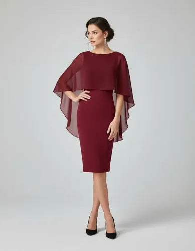 Vestido Burdeo Formal Fiesta Manga Va 366 Rojo L