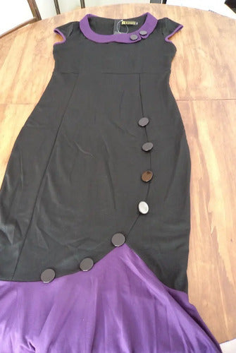 Vestido Ajustado Negro Vintage Botones Va 79 Negro Xl