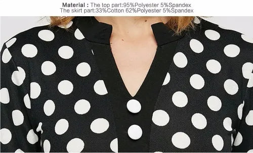 Vestido Negro Lunares Manga Larga Va 212 Negro L