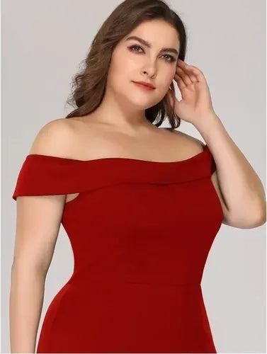 Vestido Fiesta Largo Sin Hombros Talla Grande Ep 188 Bordó 16