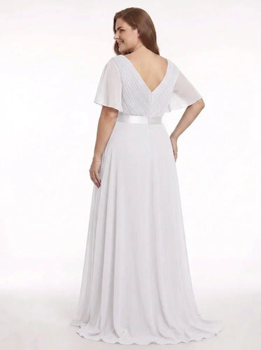 Vestido largo blanco de novia talla grande en gasa