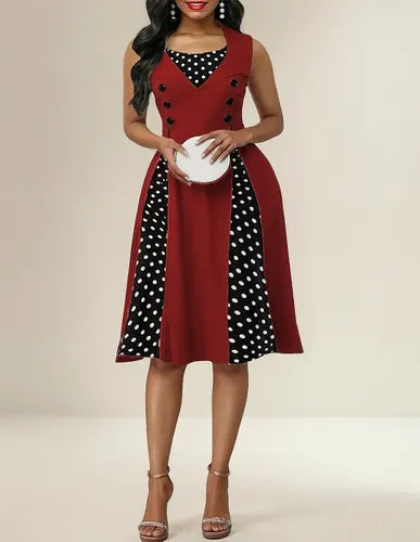 Vestido Vintage Pin Up Rojo Burdeo Va 407