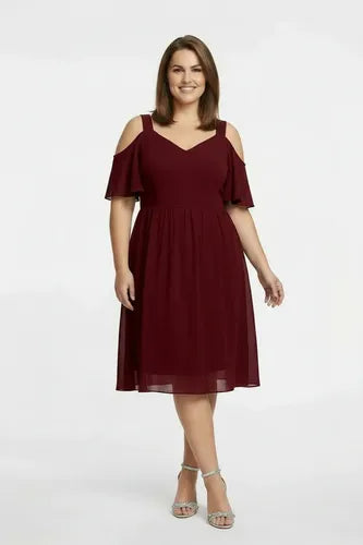 Vestido midi hombros descubiertos multicolor talla grande