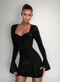 Vestido Fiesta Ajustado Brillante Escote Corazón Va 574 Negro S