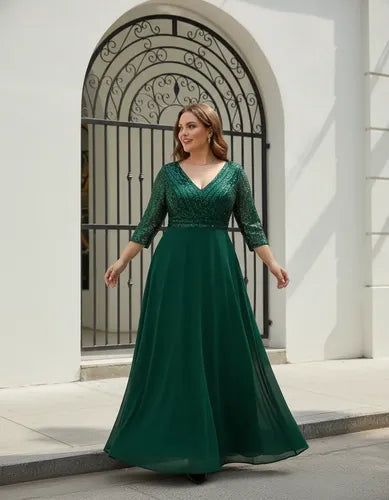 Vestido evasé largo al tobillo talla grande