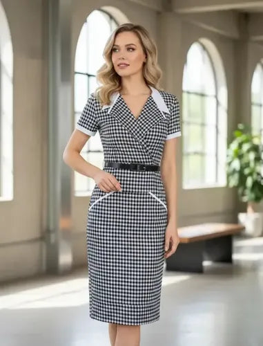 Vestido Negro Blanco Formal Ajustado Va 101 Blanco L
