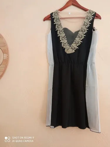 Vestido Negro Transparencia En Espalda  Va 48 Negro M