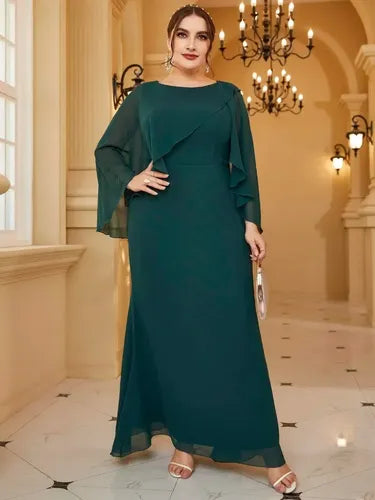 Vestido Fiesta Largo Talla Grande Manga Capa Ep 426