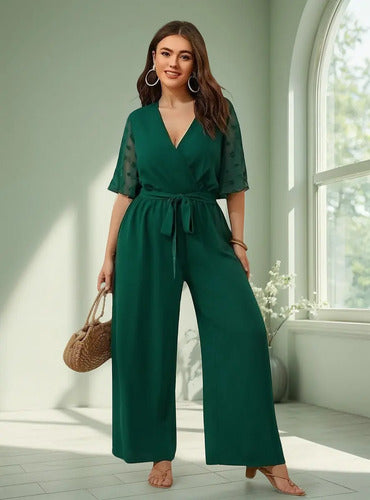 Entero Jumpsuit Talla Grande Con Cinturón Vg 121