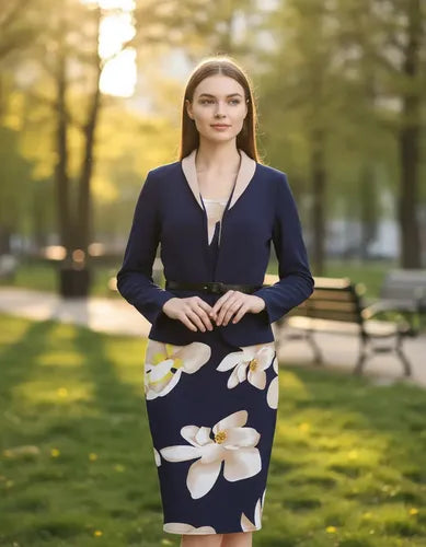 Vestido 2 Piezas Blazer Negro Y Azul Talla Grande Va 250 Azul Xl
