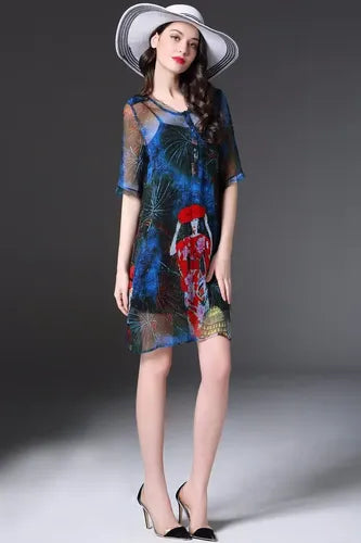Vestido En Tonos Azules 2 Piezas Vd 40 Azul Oscuro M