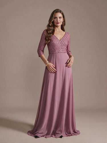 Vestido evasé largo al tobillo de gasa