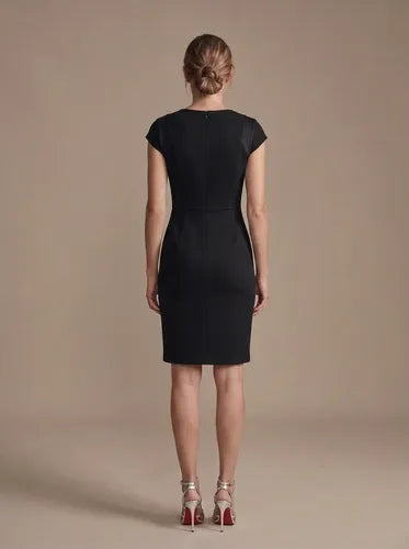 Vestido corto negro cóctel manga corta