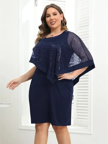 Vestido Fiesta Talla Grande Manga Capa Vg 130